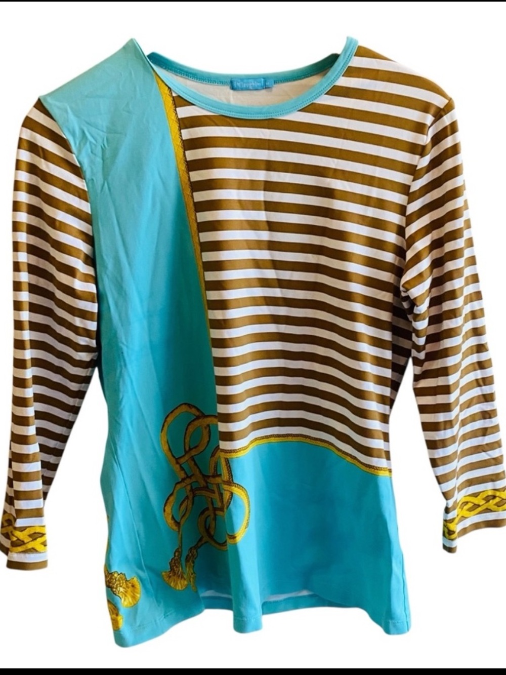 J. McLaughlin Signature Top King James Light Blue Gold Nautical Rope